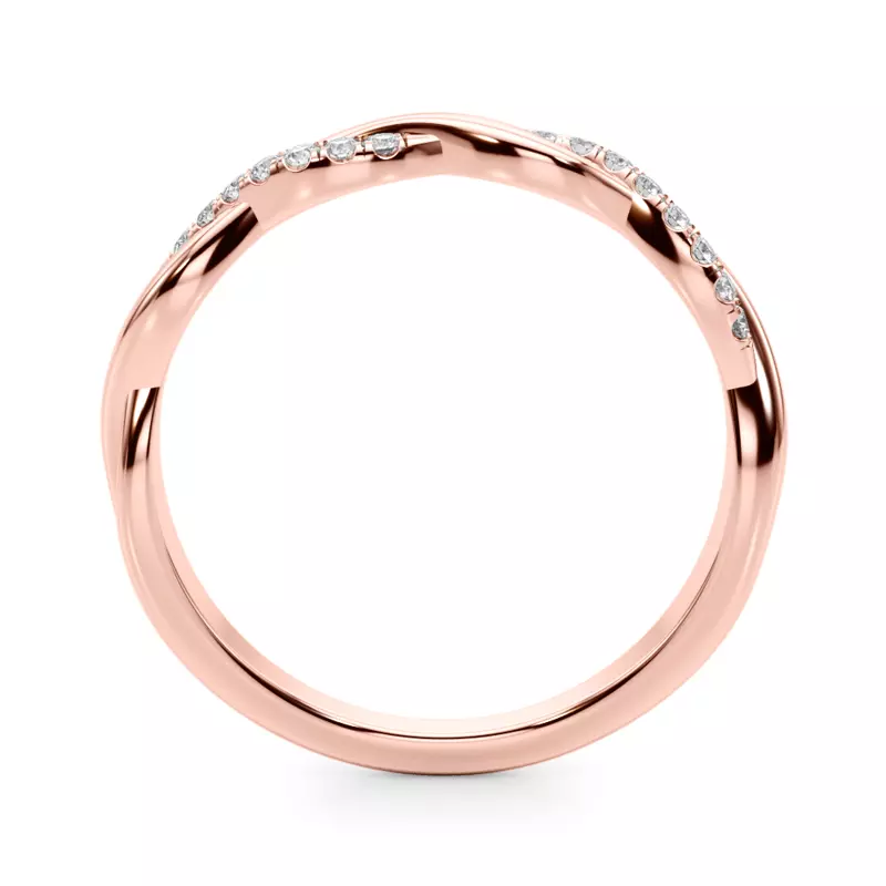 14K Rose Gold Ailee Braided Pavé Diamond Wedding Band
