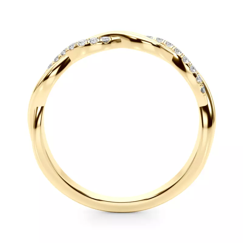 14K Yellow Gold Ailee Braided Pavé Diamond Wedding Band