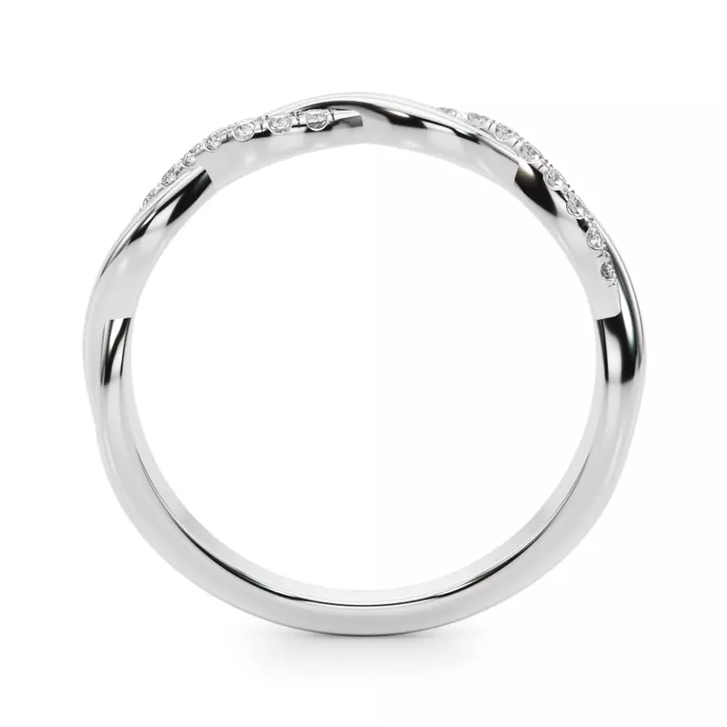 18K White Gold Ailee Braided Pavé Diamond Wedding Band