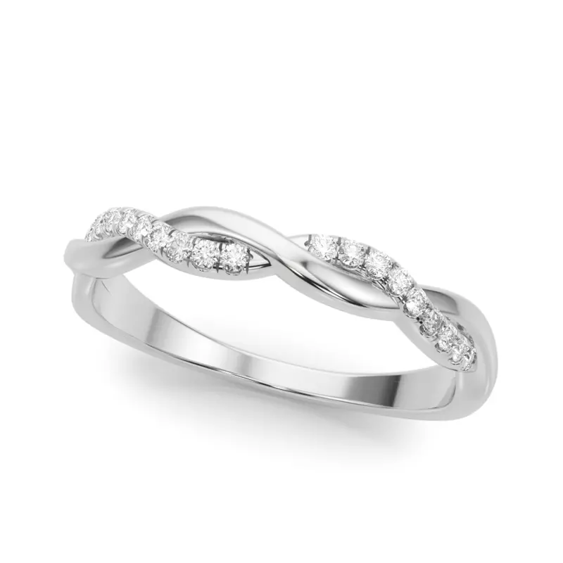 14K White Gold Agatha Braided Pavé Diamond Wedding Band