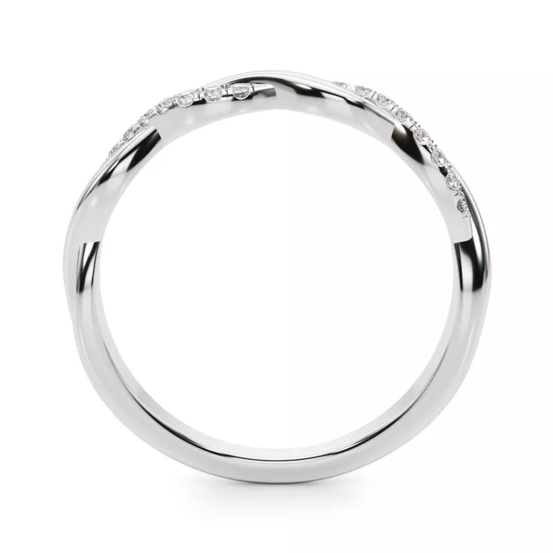14K White Gold Agatha Braided Pavé Diamond Wedding Band