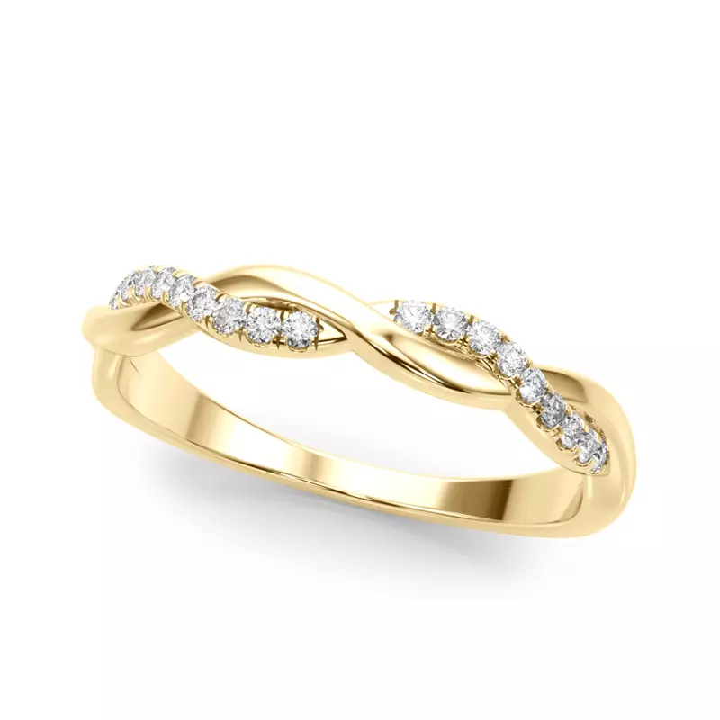 18K Yellow Gold Agatha Braided Pavé Diamond Wedding Band