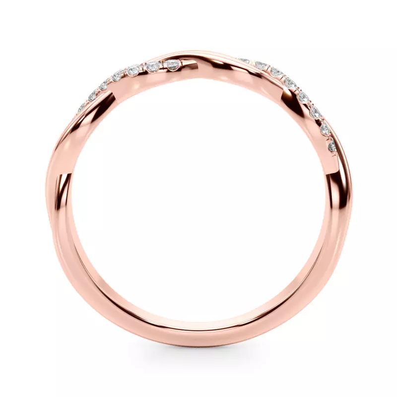 14K Rose Gold Adrianne Braided Pavé Diamond Wedding Band