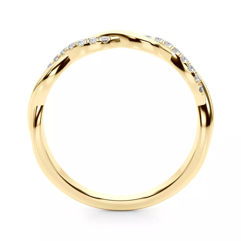 14K Yellow Gold Adrianne Braided Pavé Diamond Wedding Band