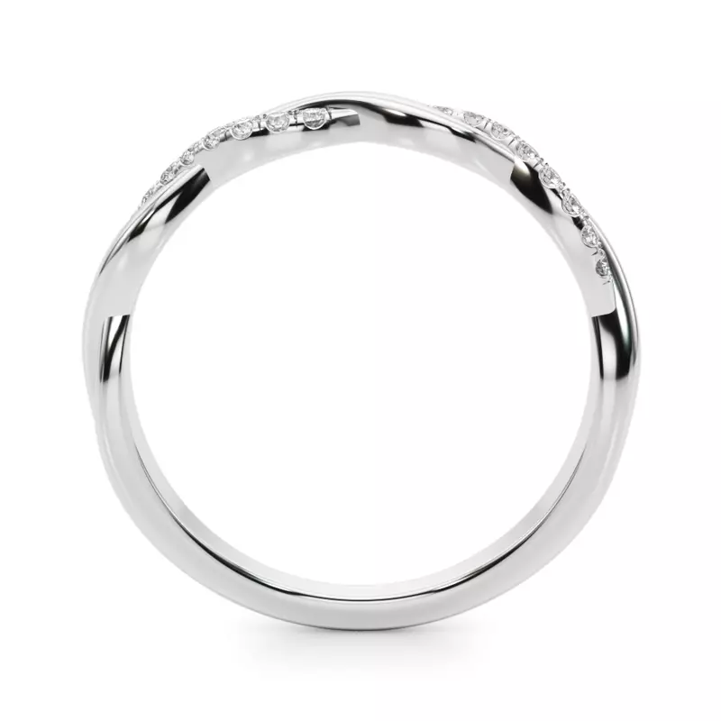 18K White Gold Adrianne Braided Pavé Diamond Wedding Band