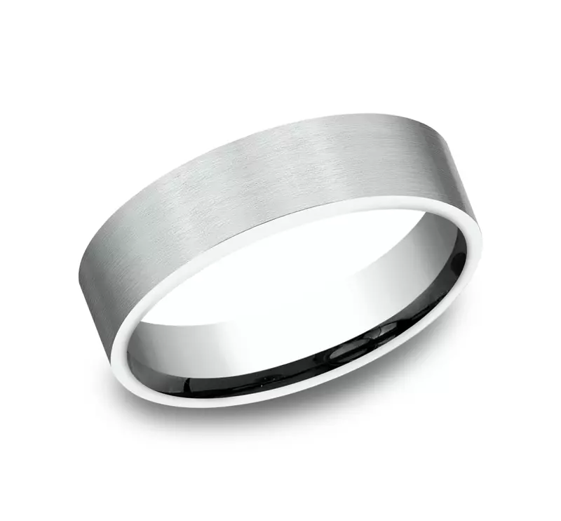 14K White Gold Satin Finish Flat Comfort-Fit Band (6mm)