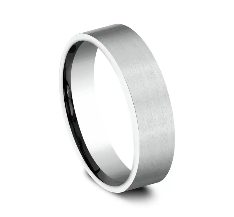 14K White Gold Satin Finish Flat Comfort-Fit Band (6mm)