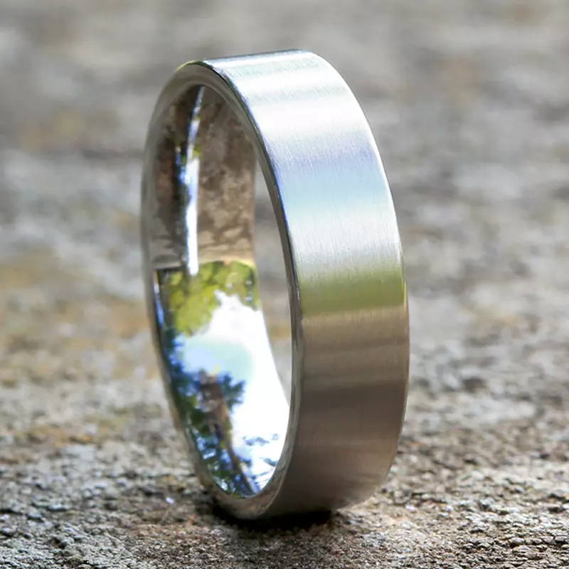 14K White Gold Satin Finish Flat Comfort-Fit Band (6mm)