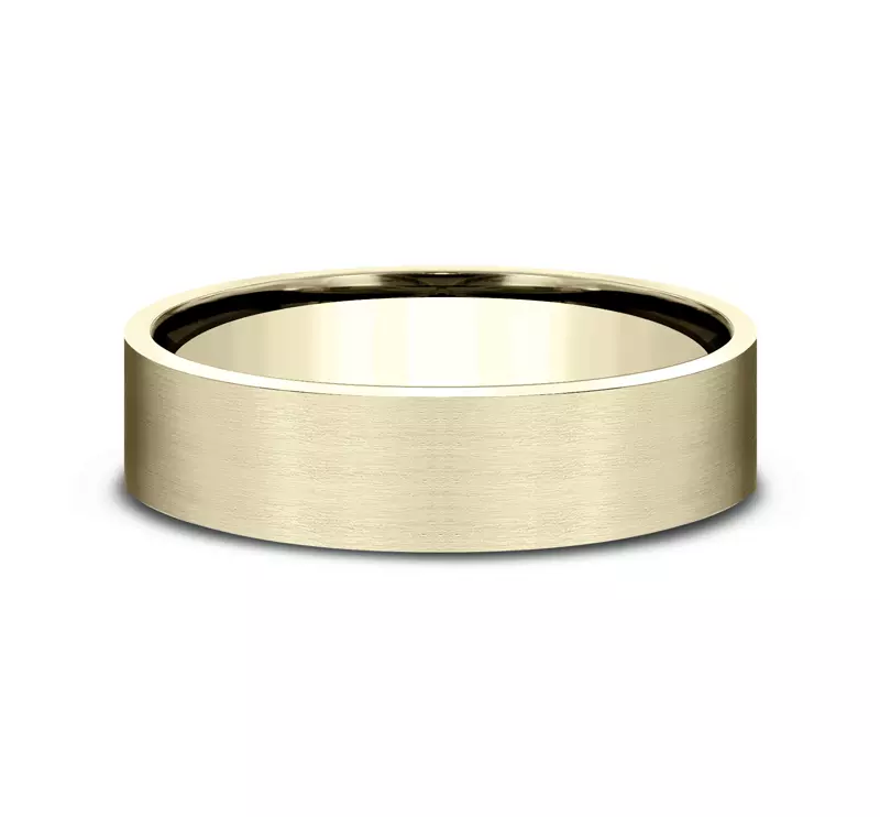 18K Yellow Gold Satin Finish Flat Comfort-Fit Band (6mm)