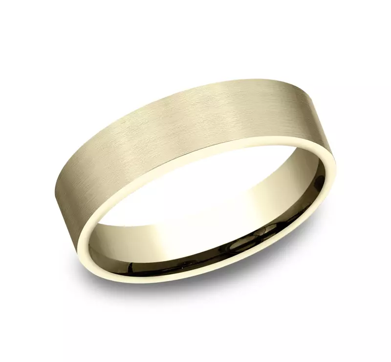 18K Yellow Gold Satin Finish Flat Comfort-Fit Band (6mm)