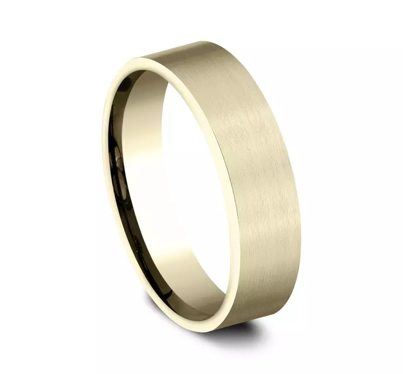 18K Yellow Gold Satin Finish Flat Comfort-Fit Band (6mm)