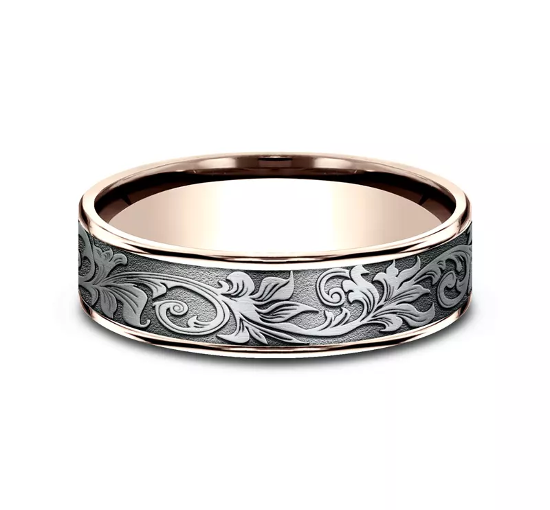 Imperium Floral Scroll Comfort-Fit Band (6.5mm)
