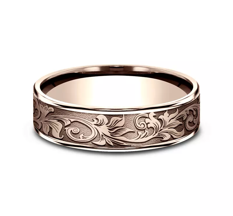 Imperium Floral Scroll Comfort-Fit Band (6.5mm)
