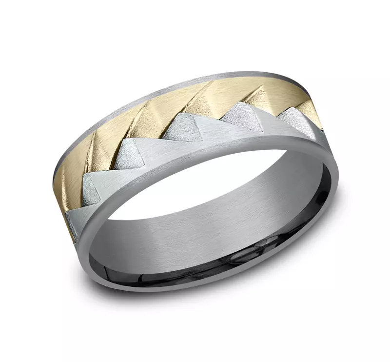 White Gold 14k & Yellow Gold 14k Apex Metal Duo Comfort-Fit Band (7.5mm)