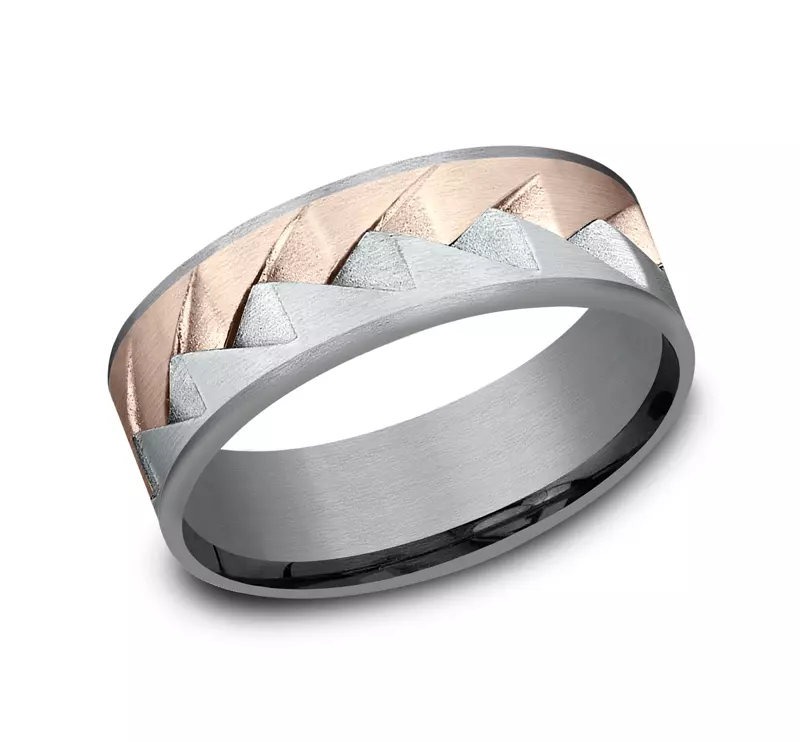 White Gold 14k & Rose Gold 14k Apex Metal Duo Comfort-Fit Band (7.5mm)