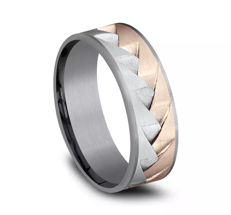White Gold 14k & Rose Gold 14k Apex Metal Duo Comfort-Fit Band (7.5mm)