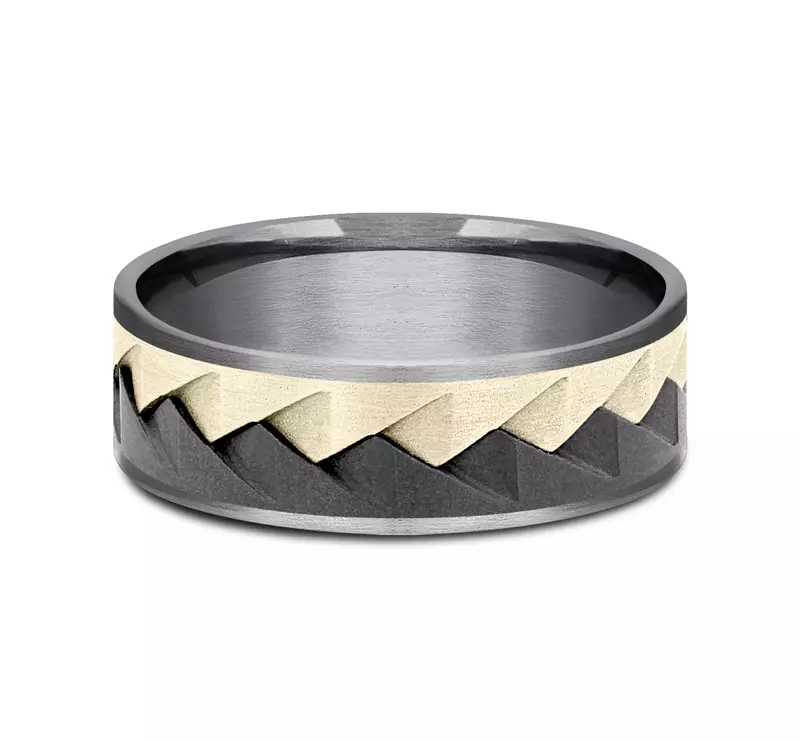 Yellow Gold 14k & Tantalum Apex Metal Trio Comfort-Fit Band (7.5mm)