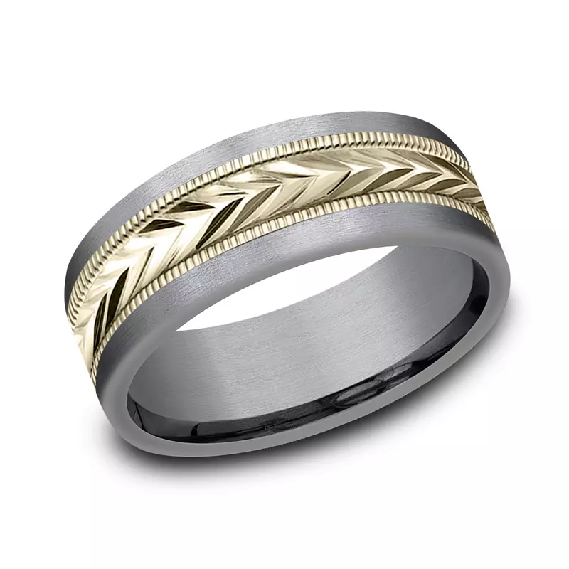 Yellow Gold 14k & Tantalum Heritage Comfort-Fit Band (8mm)