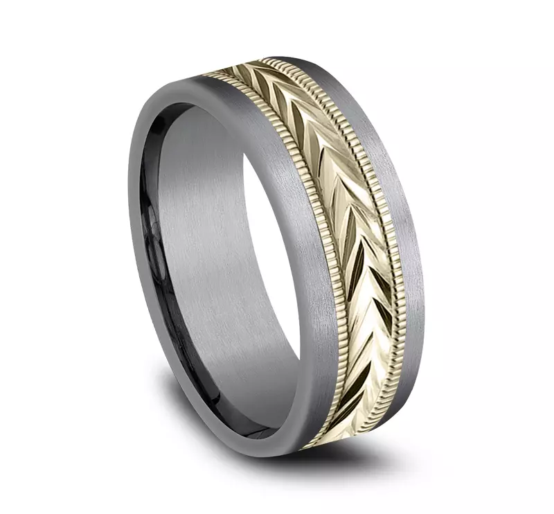 Yellow Gold 14k & Tantalum Heritage Comfort-Fit Band (8mm)