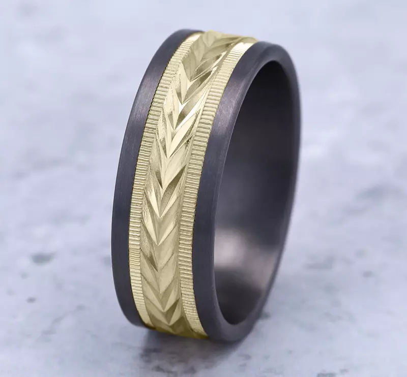 Yellow Gold 14k & Tantalum Heritage Comfort-Fit Band (8mm)