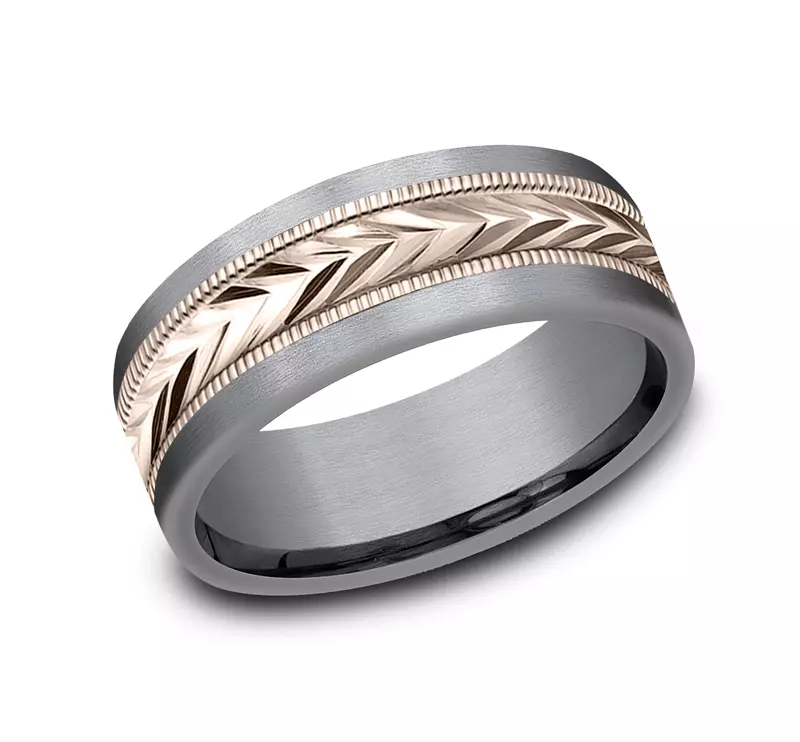 Rose Gold 14k & Tantalum Heritage Comfort-Fit Band (8mm)