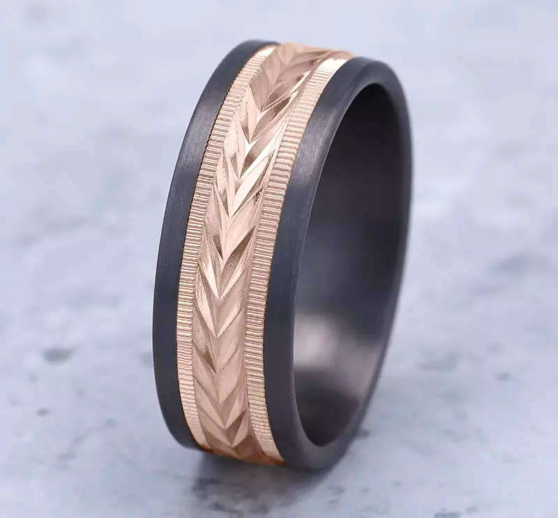 Rose Gold 14k & Tantalum Heritage Comfort-Fit Band (8mm)
