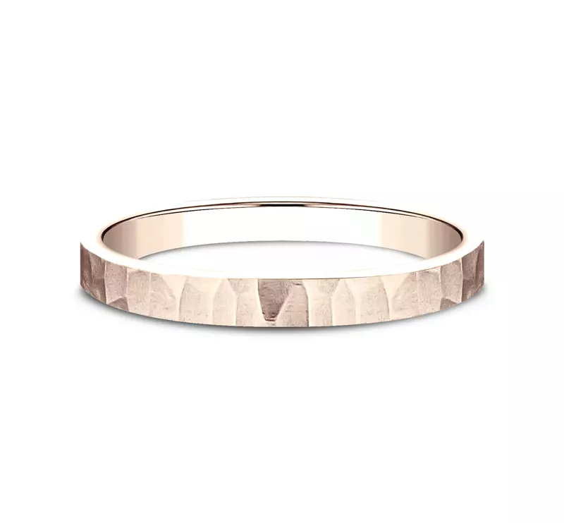 14K Rose Gold Satin Hammered Band (2mm)