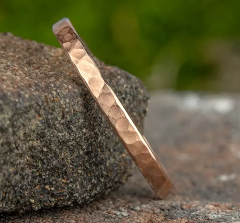 14K Rose Gold Satin Hammered Band (2mm)