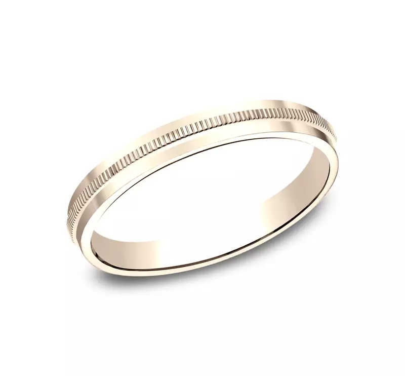 14K Rose Gold Grooved Reeded Band (2mm)