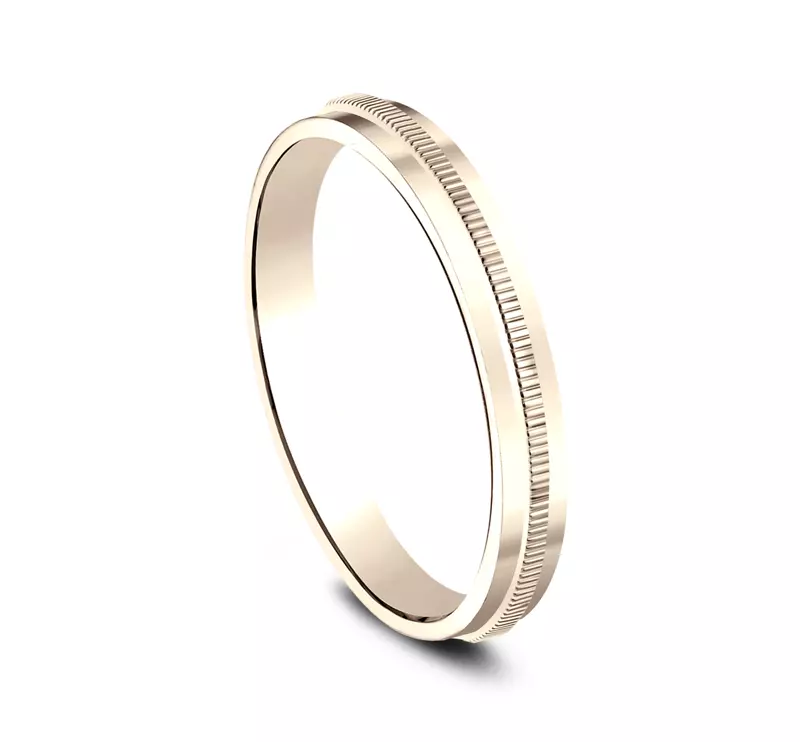 14K Rose Gold Grooved Reeded Band (2mm)