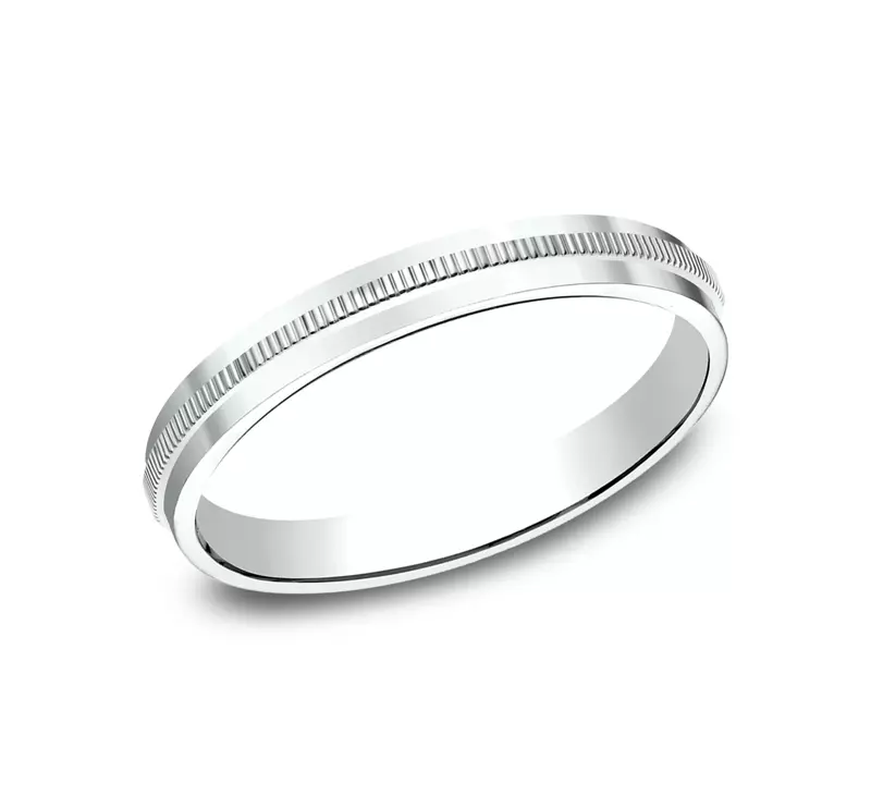 14K White Gold Grooved Reeded Band (2mm)