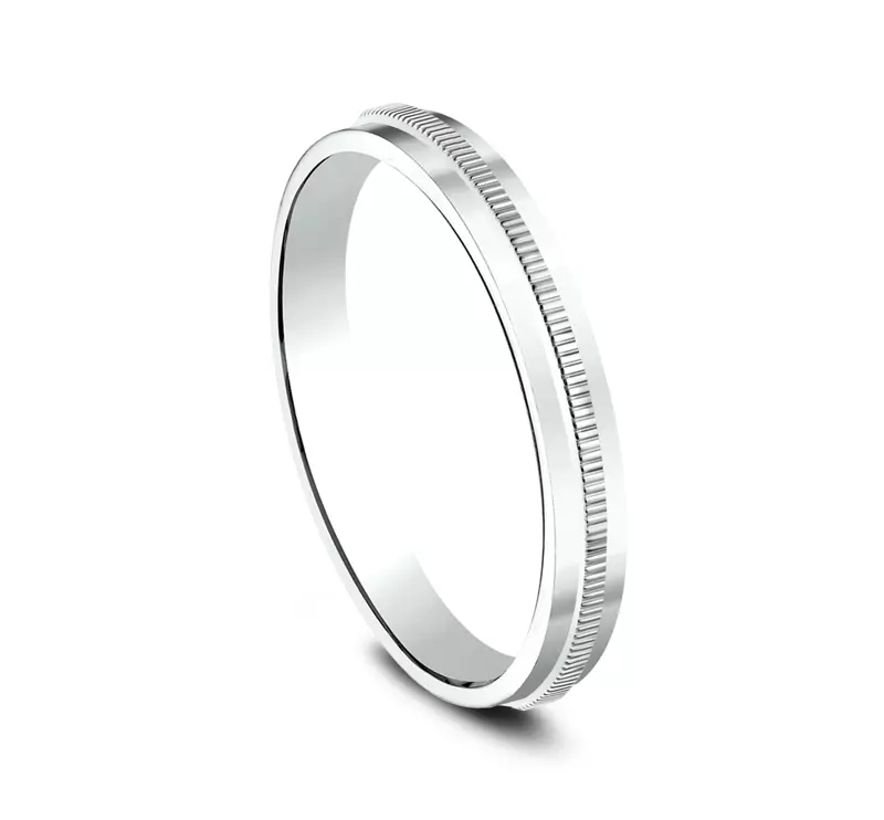 14K White Gold Grooved Reeded Band (2mm)