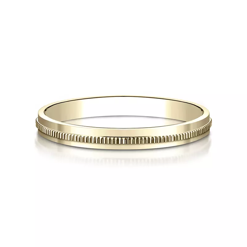 14K Yellow Gold Grooved Reeded Band (2mm)