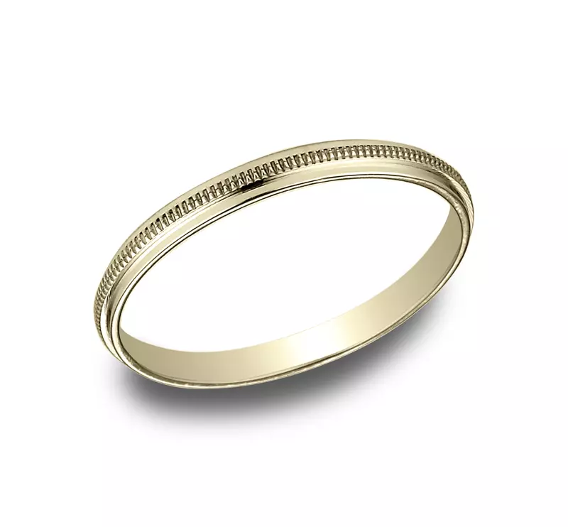14K Yellow Gold Grooved Reeded Band (2mm)