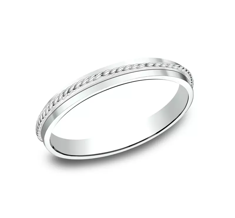 14K White Gold Twisted Rope Band (2mm)