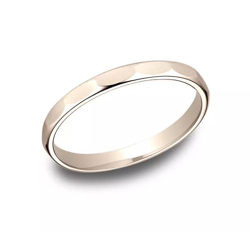 14K Rose Gold Polished Faceted Band (2mm)