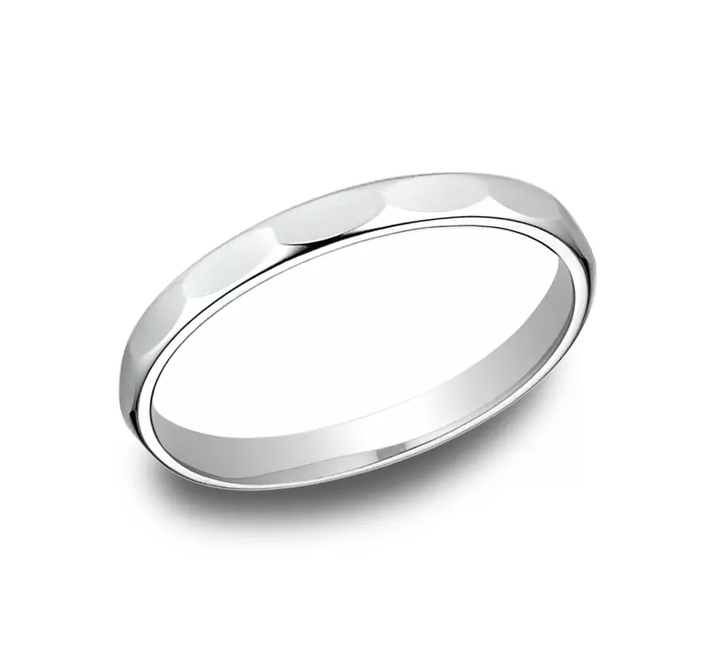 14K White Gold Polished Faceted Band (2mm)