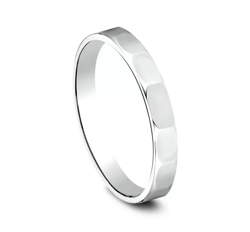 14K White Gold Polished Faceted Band (2mm)