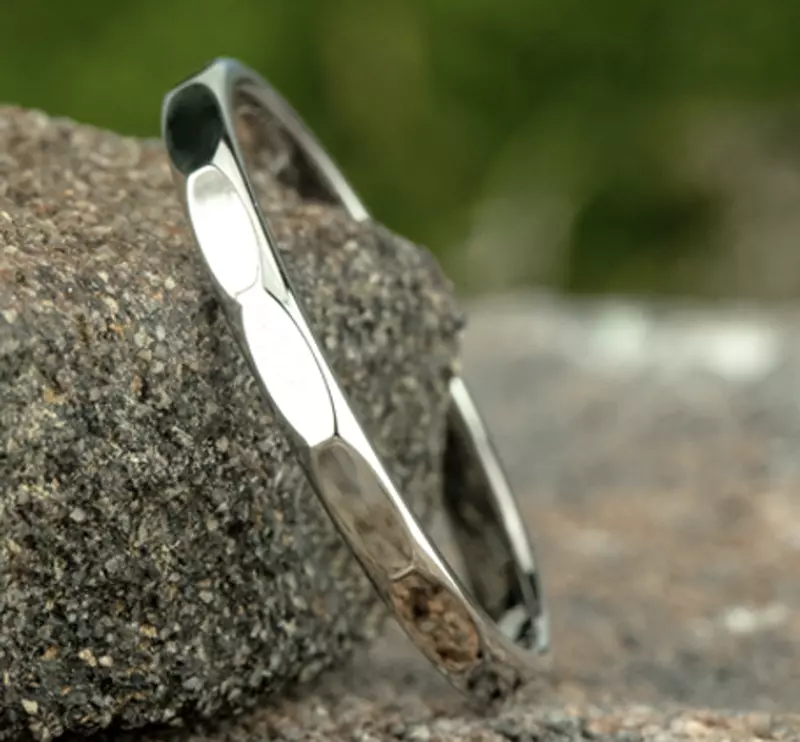 14K White Gold Polished Faceted Band (2mm)