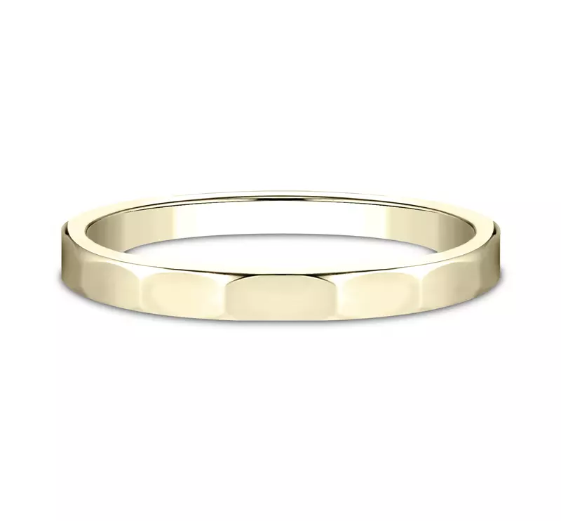 14K Yellow Gold Polished Faceted Band (2mm)
