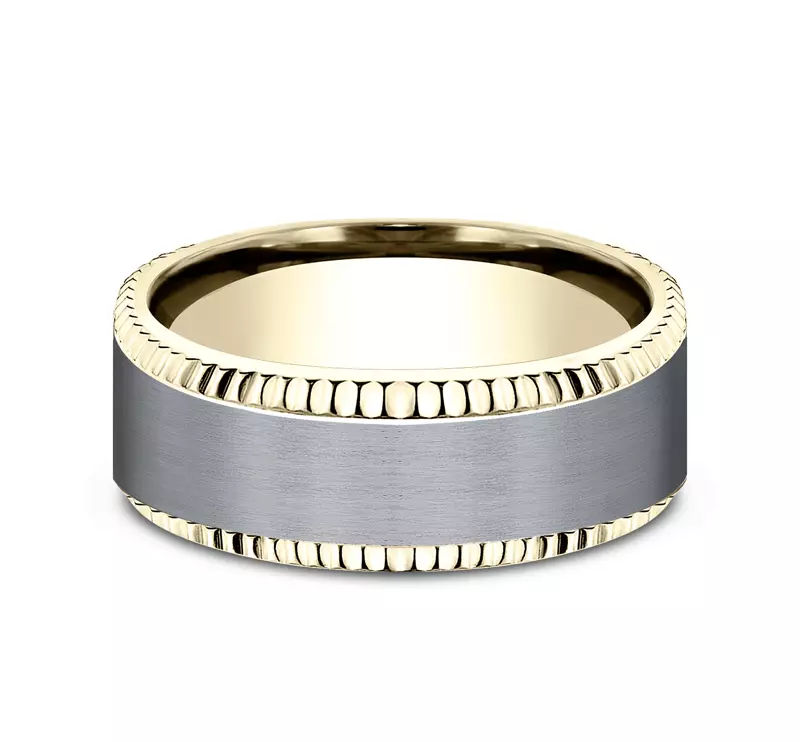 Bastion Fluted Bevel Grey Tantalum Comfort-Fit Band (8mm)