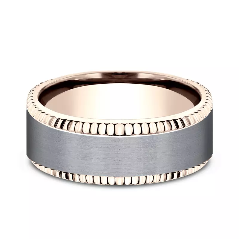 Bastion Fluted Bevel Grey Tantalum Comfort-Fit Band (8mm)