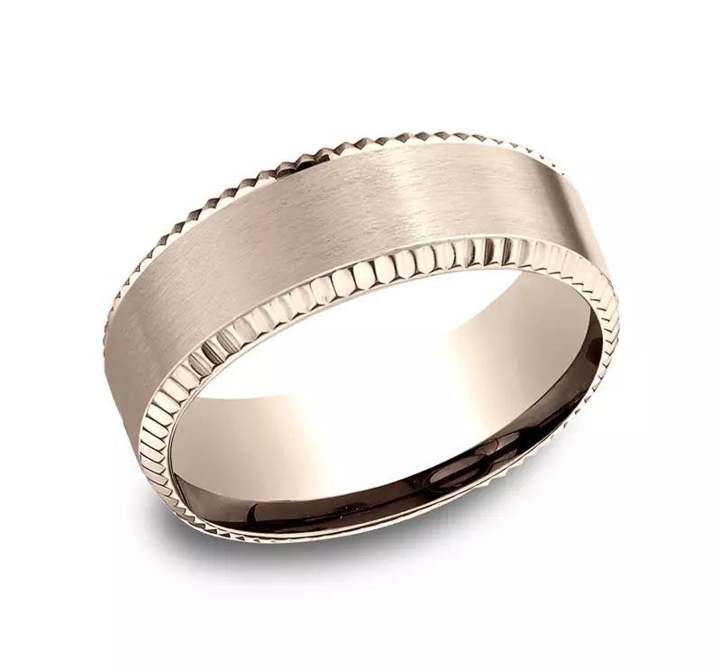 14K Rose Gold Bastion Fluted Bevel Comfort-Fit Band (8mm)