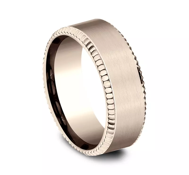 14K Rose Gold Bastion Fluted Bevel Comfort-Fit Band (8mm)