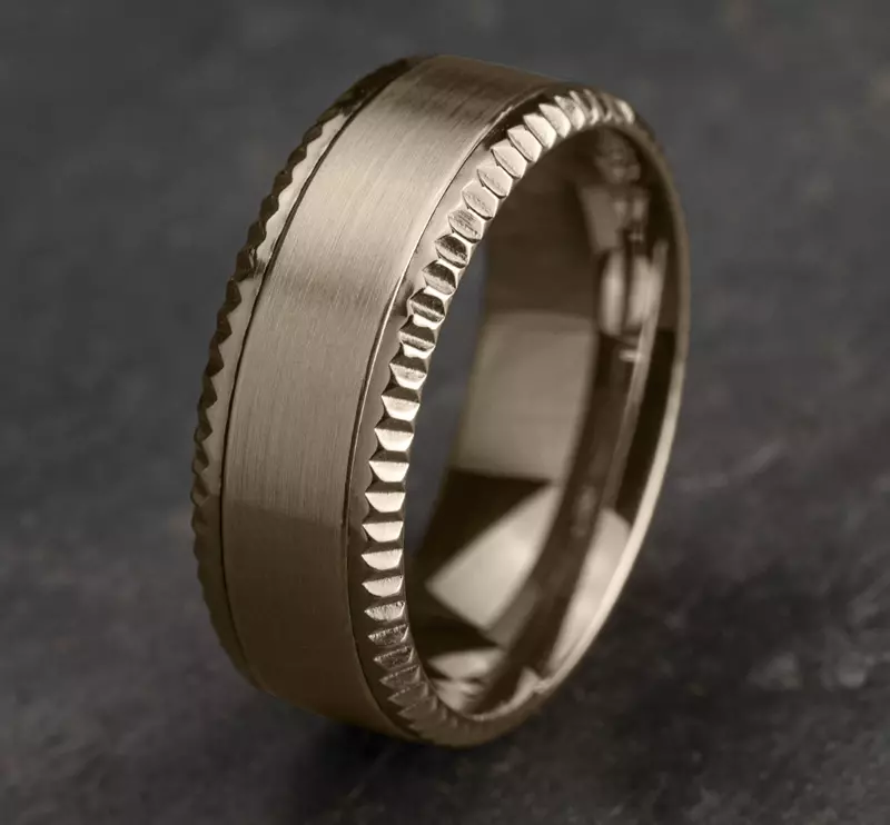 14K Rose Gold Bastion Fluted Bevel Comfort-Fit Band (8mm)