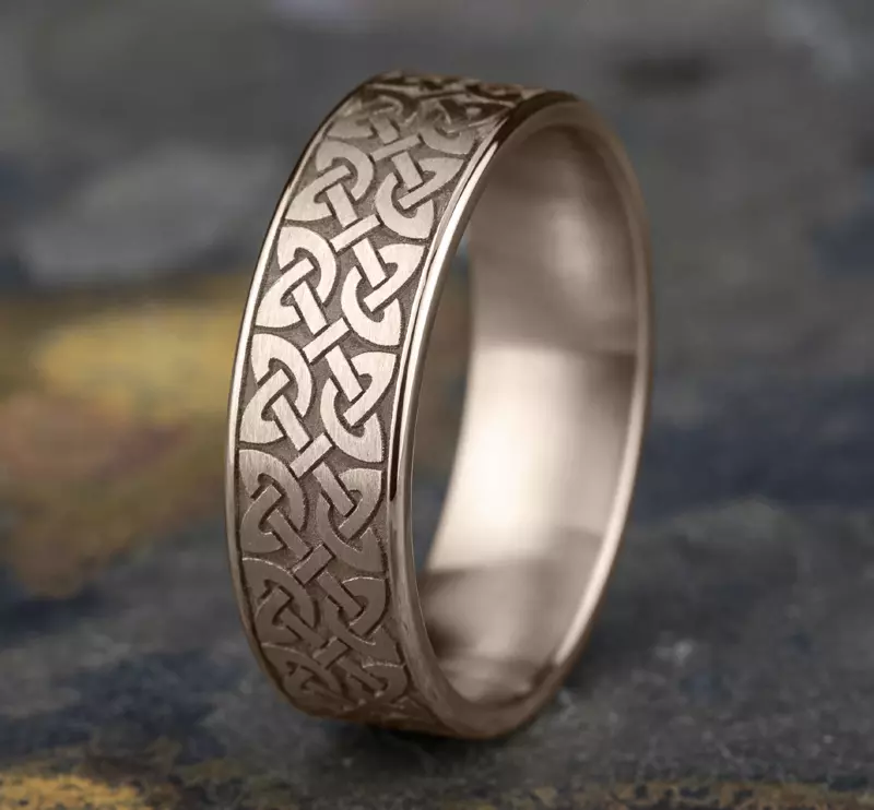 14K Rose Gold Celtic Knotwork Flat Comfort-Fit Band (7mm)