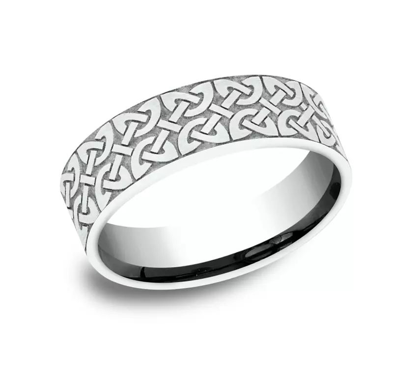 Platinum Celtic Knotwork Flat Comfort-Fit Band (7mm)