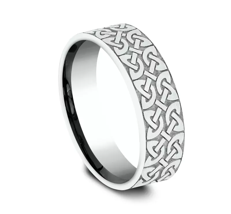 Platinum Celtic Knotwork Flat Comfort-Fit Band (7mm)