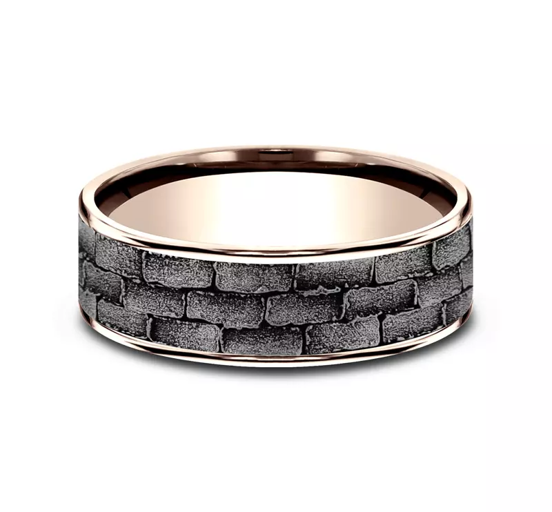 Masonry Tantalum & Gold Comfort-Fit Band (7.5mm)