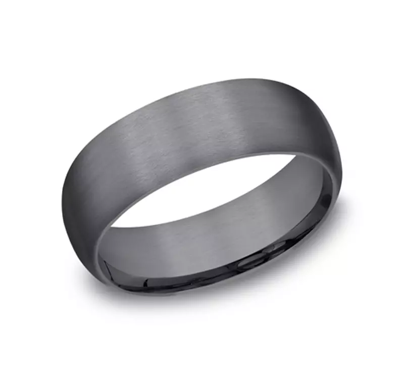 Tantalum Midnight Satin Dome Comfort-Fit Band (8mm)